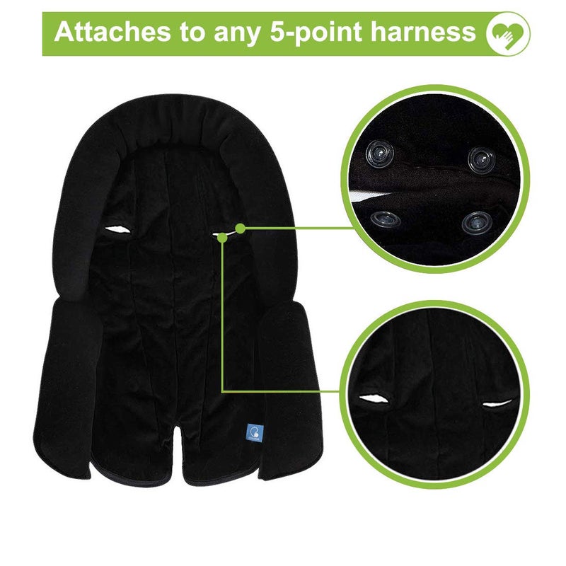 COOLBEBE Upgraded 3-in-1 Babybody Support for Newborn Infant Toddler - Extra Soft Car Seat Insert Cushion Pad, Perfect for Carseats, Strollers, Swings, Black - Image 5